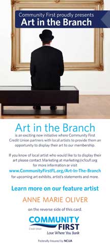 Anne Marie Oliver, bank art, community first, exhibit