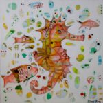 Anne Marie Oliver, art, painting, vibrant, sea, seahorse, ocean, nature, water, landscape, coral, fish