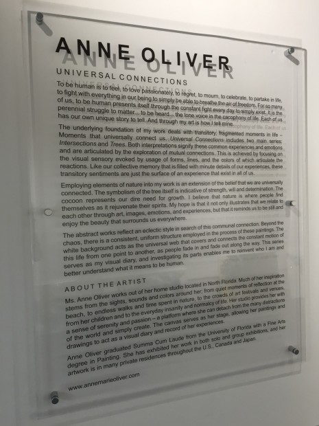 ANNE MARIE OLIVER, JIA, Jacksonville, Haskell Gallery, airport art, universal connections